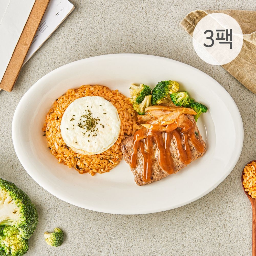 포켓샐러드 포켓샐러드 [라이스 시즌3] 김치곤약볶음밥&네모떡갈비 222g, 3개