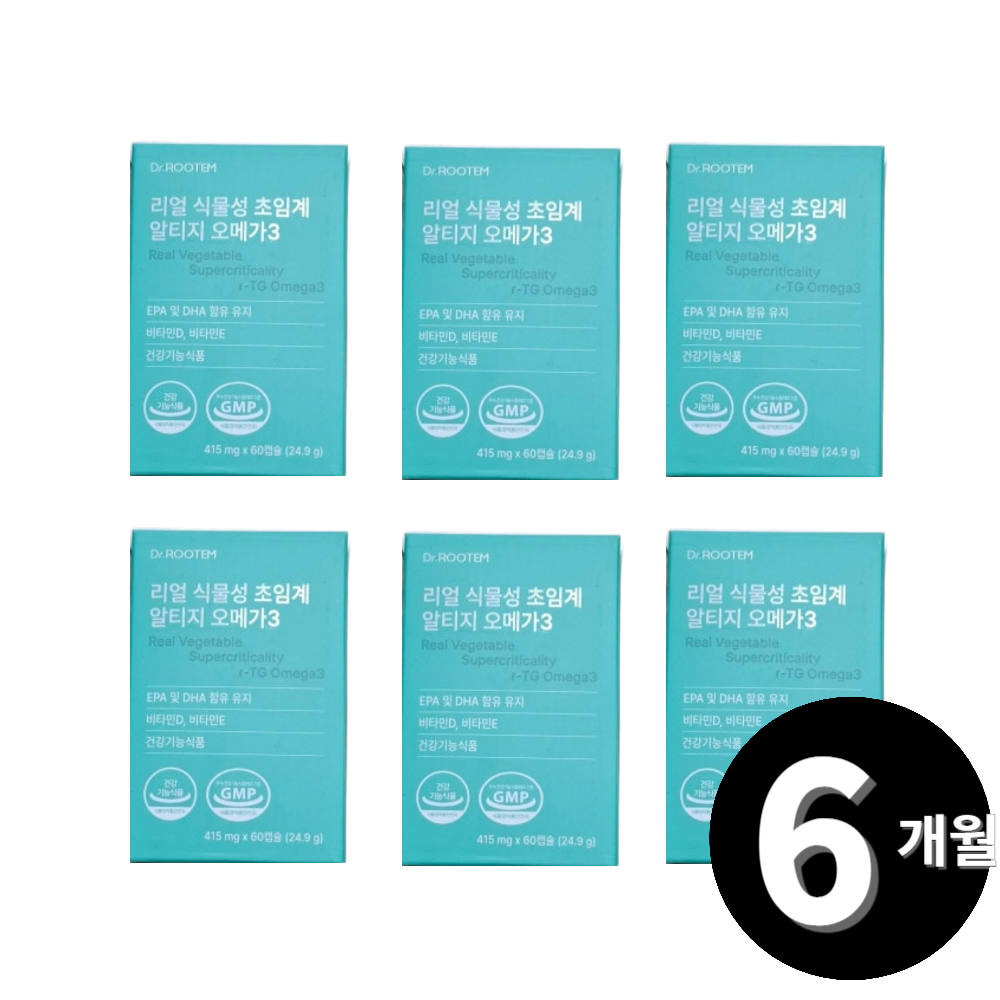 닥터루템 리얼 식물성 초임계 알티지 rTG 오메가3 60캡슐, 6개