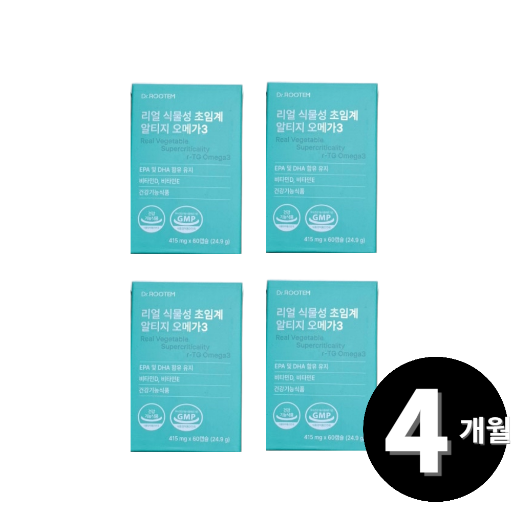 닥터루템 리얼 식물성 초임계 알티지 rTG 오메가3 60캡슐, 4개