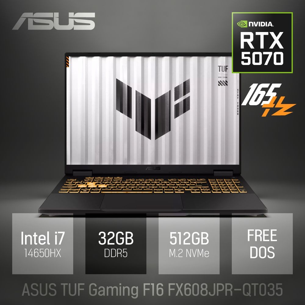 ASUS ⓒ ASUS TUF Gaming F16 FX608JPR-QT035 32GB 512GB / 16인치 포토샵 게임 편집 고성능 코딩 캐드 노트북