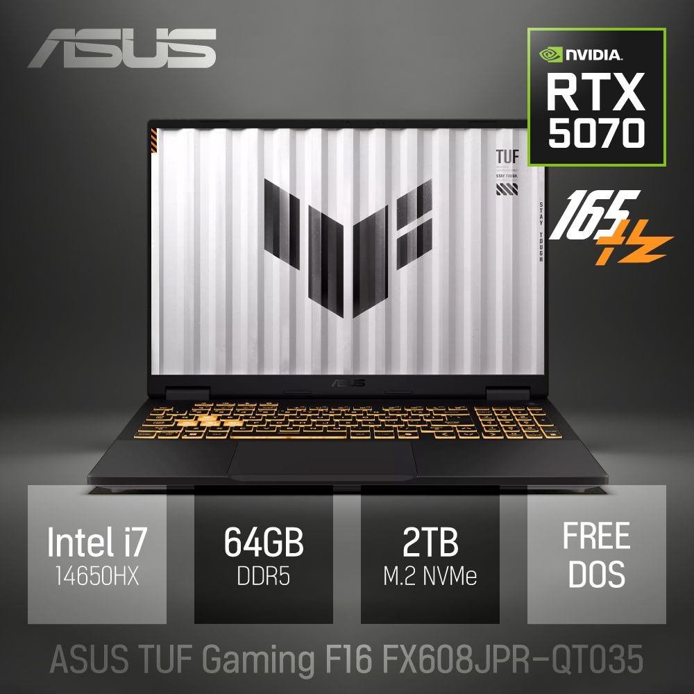 ASUS ⓒ ASUS TUF Gaming F16 FX608JPR-QT035 64GB 2TB / 16인치 포토샵 게임 편집 고성능 코딩 캐드 노트북