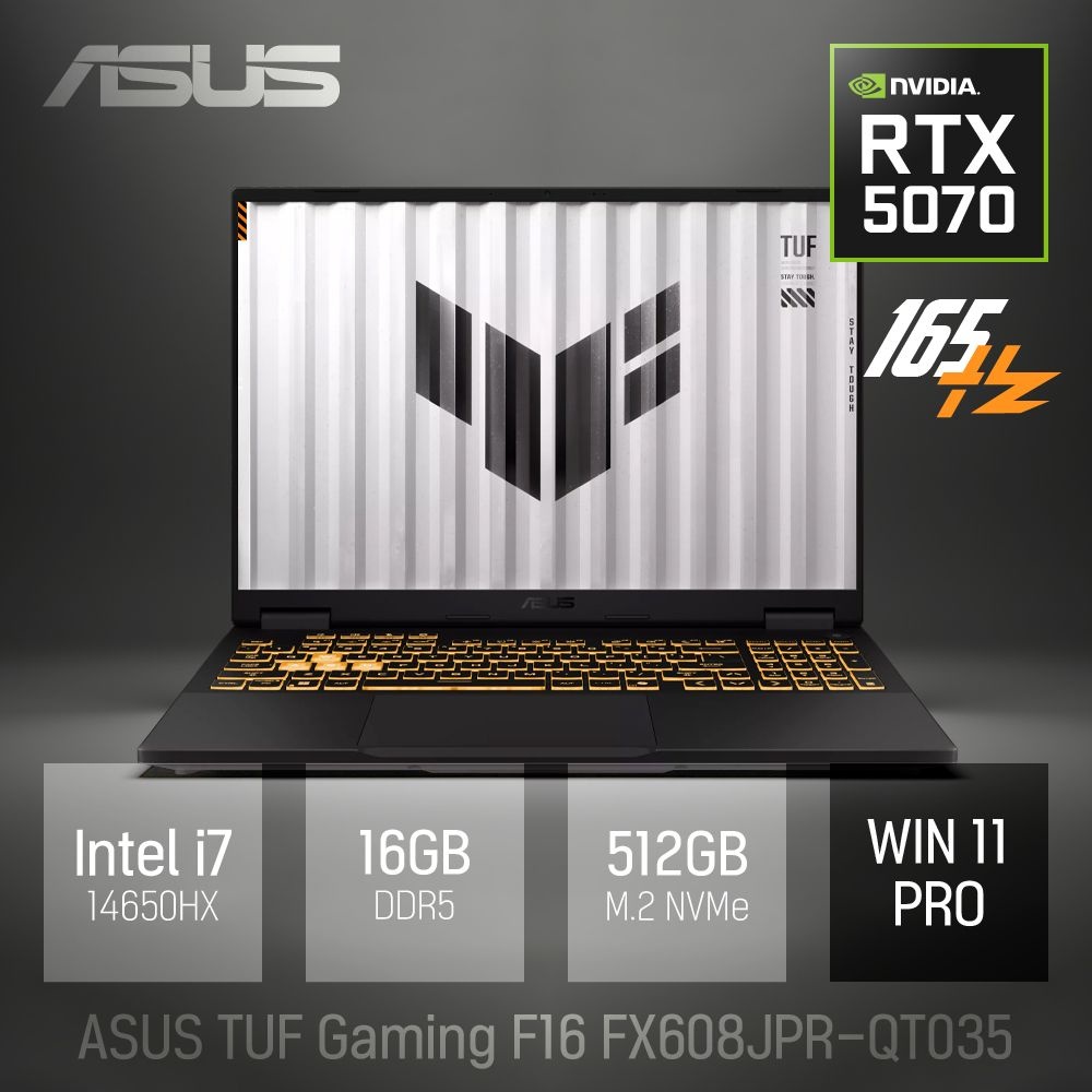 ASUS ⓒ ASUS TUF Gaming F16 FX608JPR-QT035 16GB 512GB WIN11 / 16인치 게임 편집용 고성능 코딩 캐드 노트북