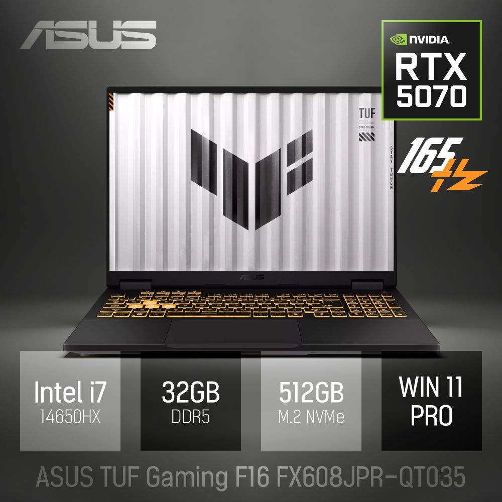ASUS ⓒ ASUS TUF Gaming F16 FX608JPR-QT035 32GB 512GB WIN11 / 16인치 게임 편집 고성능 코딩 캐드 노트북