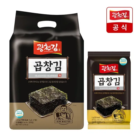[광천김] 프리미엄 곱창김 도시락김 5g 27봉