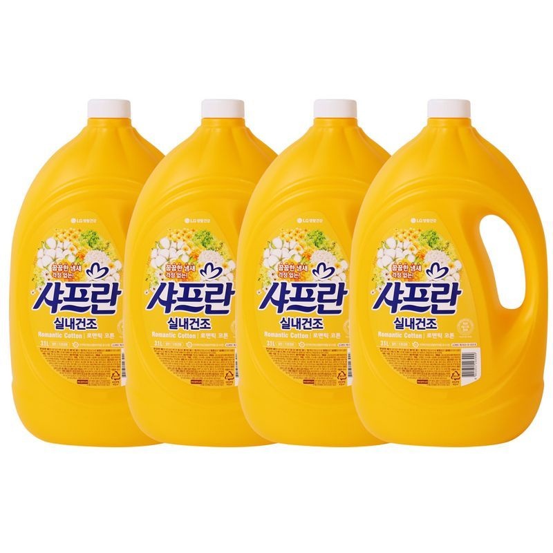 샤프란 엘지 샤프란 실내건조 섬유유연제 로맨틱 코튼 1박스 (3.1LX4개입)