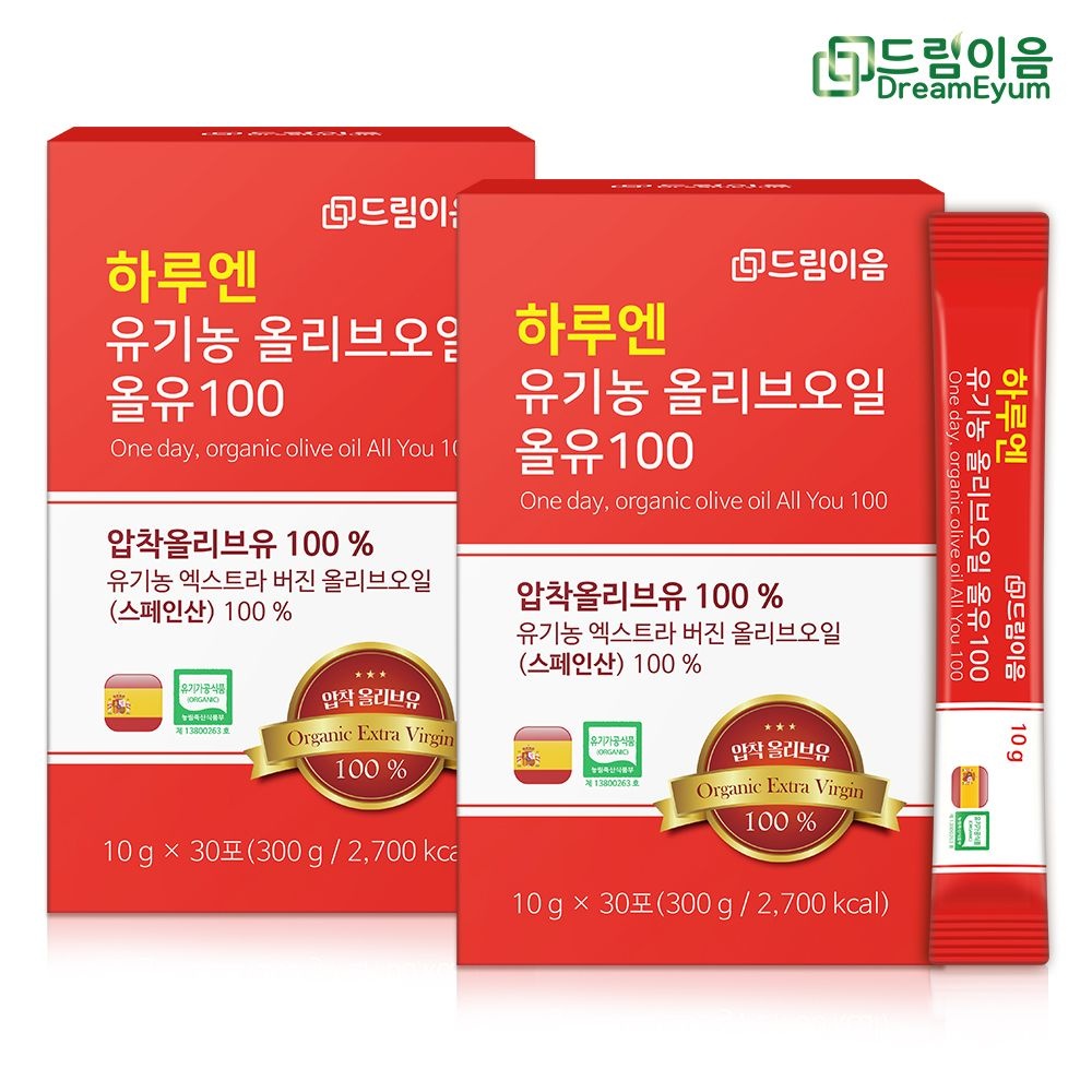 드림이음 하루엔 엑스트라버진 피쿠알 유기농 올리브오일 스틱 10g x 30포 2박스