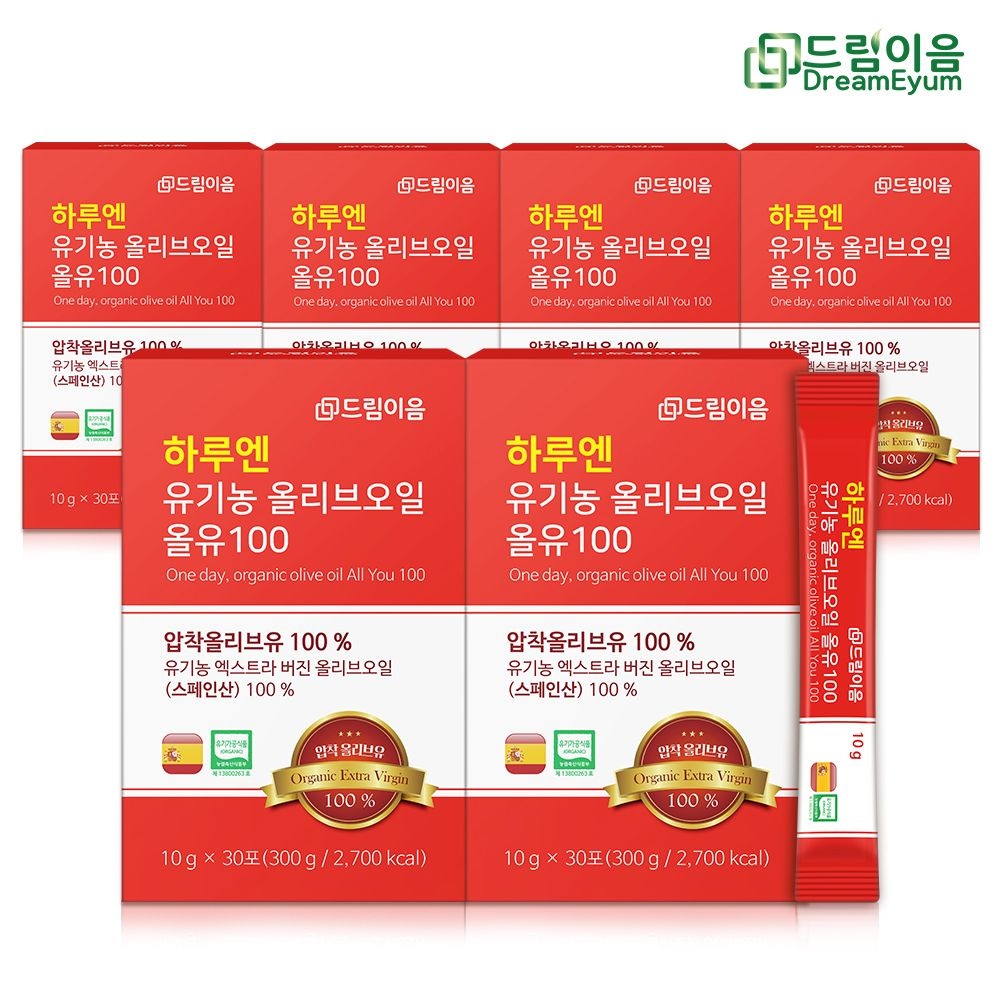 드림이음 하루엔 엑스트라버진 피쿠알 유기농 올리브오일 스틱 10g x 30포 6박스