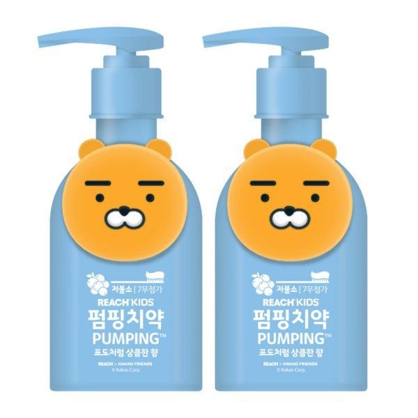 REACH 키즈 피규어 펌핑치약 160g라이언x2개 .