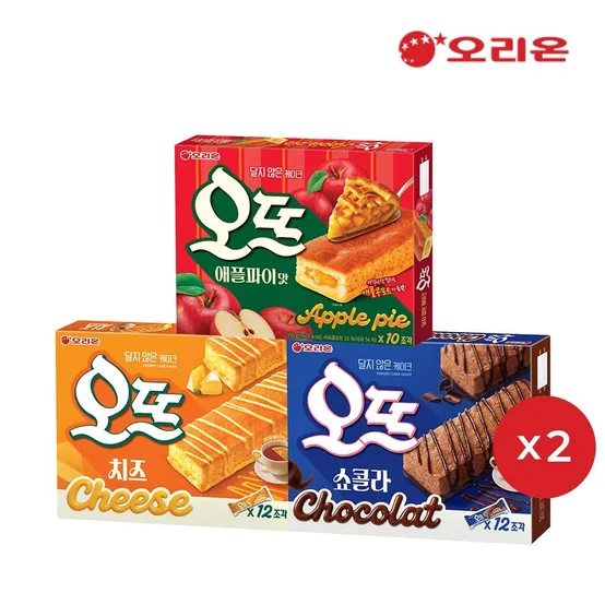 오리온 오뜨 애플파이 10P 2개 + 오뜨 쇼콜라 2개 + 오뜨 치즈 2개