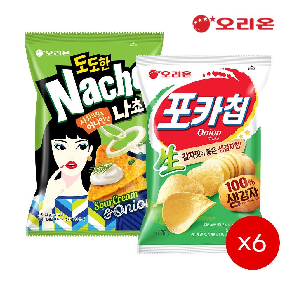 [브랜드데이][21일순차출고]오리온 도도한나쵸 어니언 92g 6개 + 포카칩 어니언 66g(햇감자) 6개