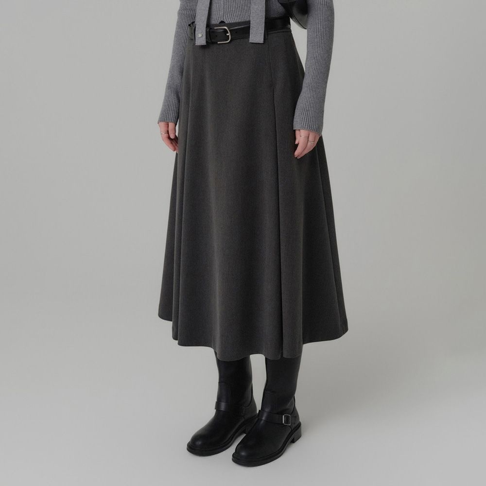 [룩캐스트]로지 웜 플레어 스커트_차콜 / ROSIE WARM FLARE SKIRT_CHARCOAL