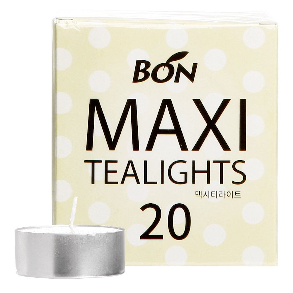 [캔들조이] 맥시 무향 티라이트 20개 BON Candle 8시간연소 지름 5Cm