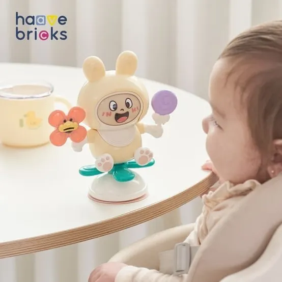 (현대Hmall) [하베브릭스] 버니 흡착 스피너 이유식 하이체어 6개월 7개월 8개월 9개월 아기 장난감 필수템
