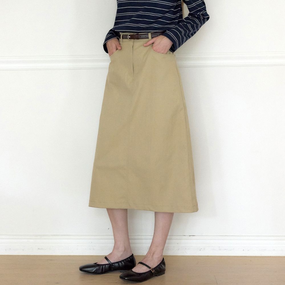 Soft Stretch A-Line Skirt - Beige