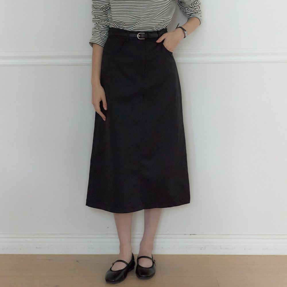 Soft Stretch A-Line Skirt - Black