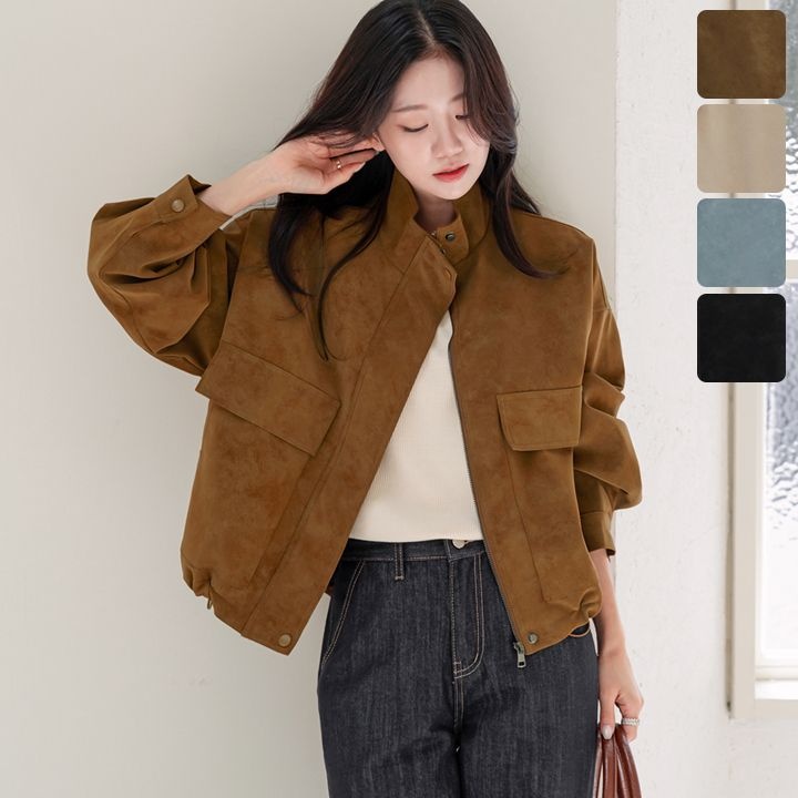 샤온 스웨이드 레더 집업 자켓