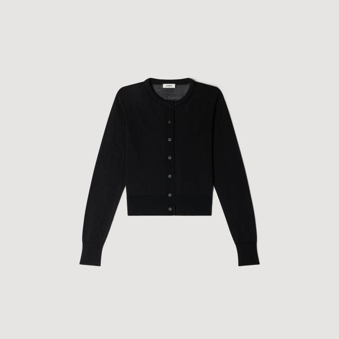 짧은 라운드넥 퀼팅 가디건 Schwarz SFPCA01377