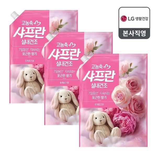샤프란 고농축 섬유유연제 리필 1.7L 뮤게로즈 x 3개