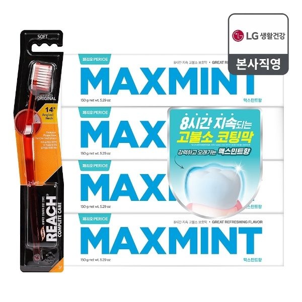 페리오 1450 고불소 보호막 맥스민트 치약 150g*4입+(증정) ...