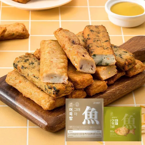 [카드혜택가9,,900원] 밀가루 없는 어묵바 5개입 총250g(4종 택1) + 어묵탕 230g 1팩 세트 (+우동사리/소스 증정)