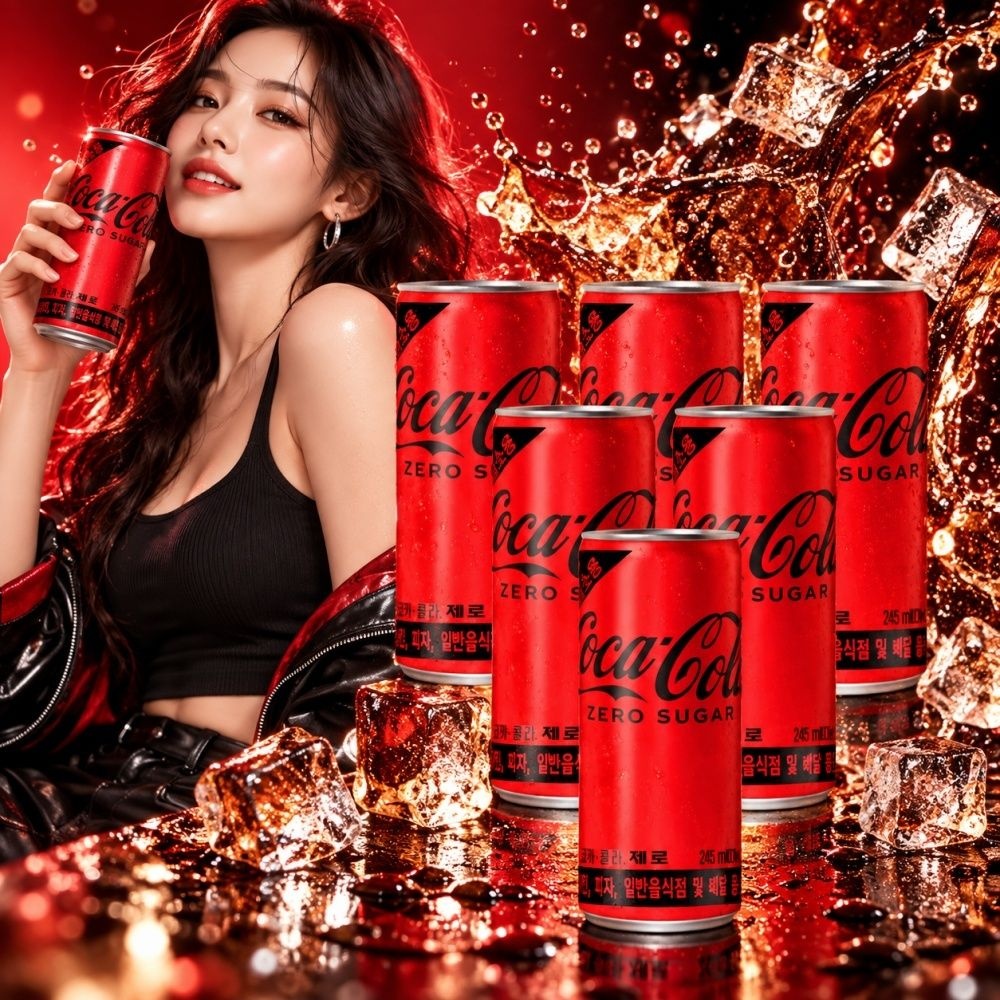 탄산음료 코카콜라 제로 슬림 업소용 245ML 6개입 과즙탄산 탄산음료수 소화음료 청량음료