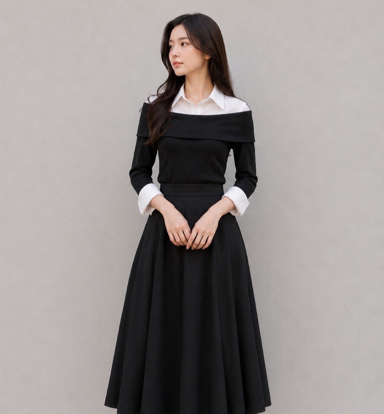 카라 셔츠 배색 티셔츠 블라우스 GS9N0BL351