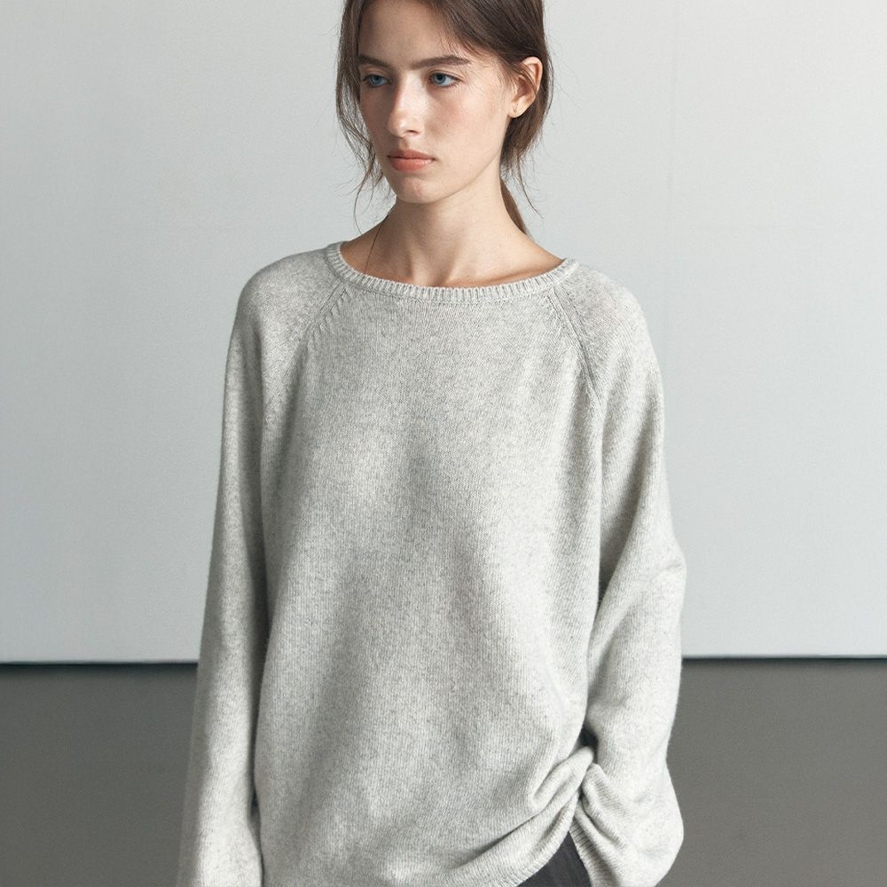 [3차:10/20 예약배송] Loose fit merino wool knit [KNFW06KN03]_Light gray