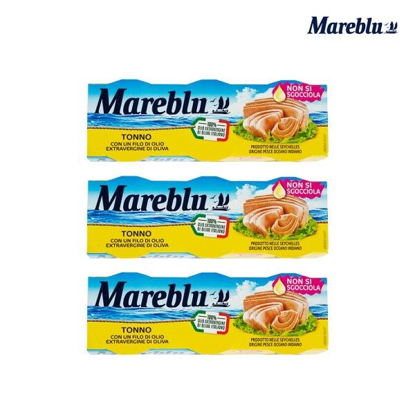 [마레블루] [3줄구성] Mareblu 엑스트라버진 올리브오일 참치캔 60g, 총 9캔