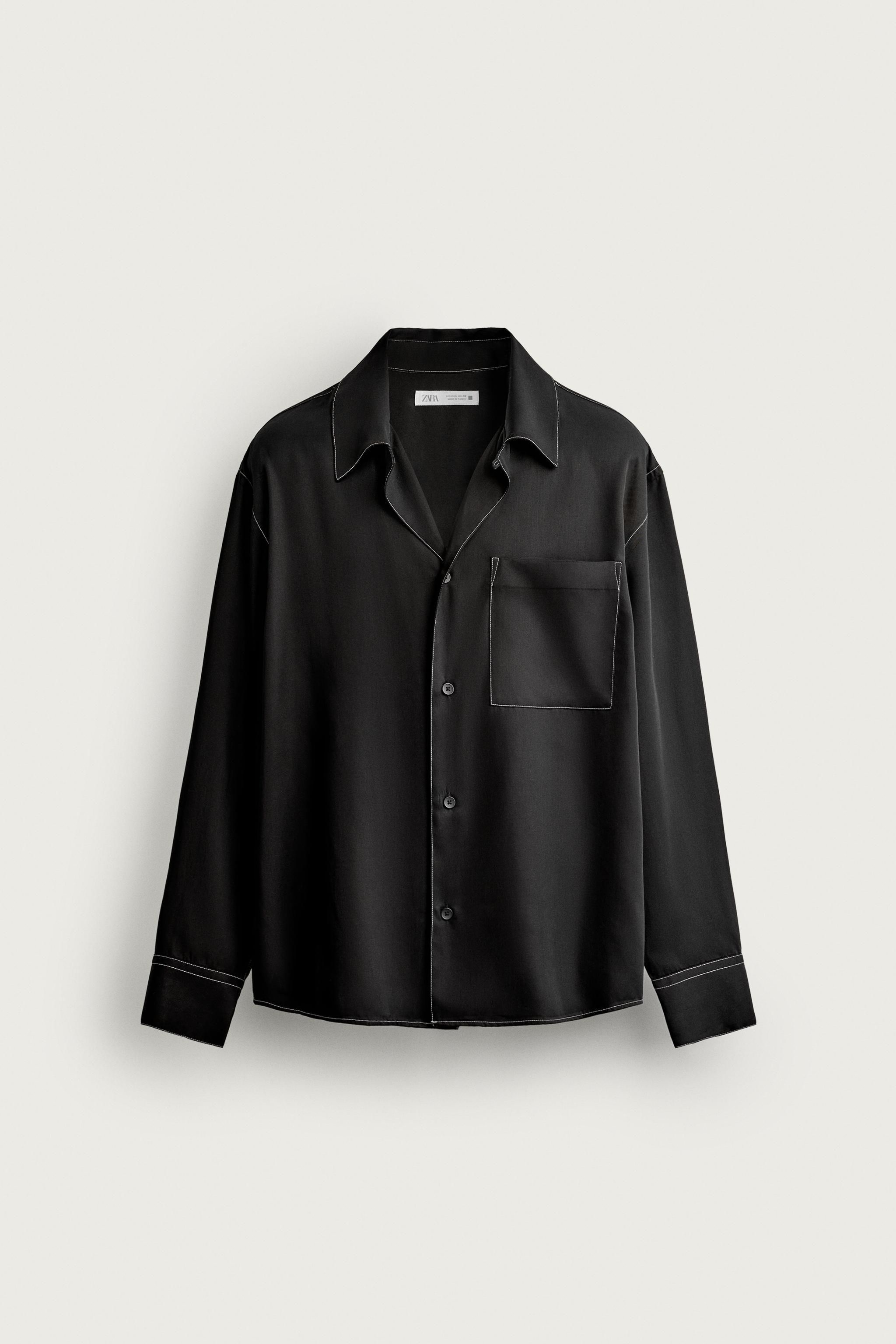 ZARA 자라 대조적인 스티치가 돋보이는 하늘거리는 셔츠 7545 445 800