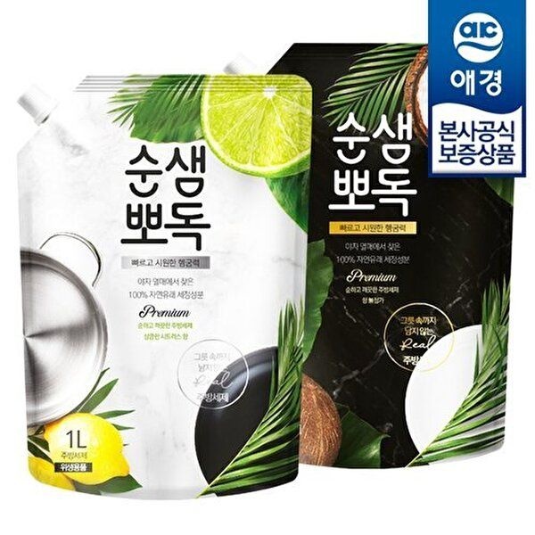 애경 [애경]순샘 뽀독 주방세제 리필 1L ,3개