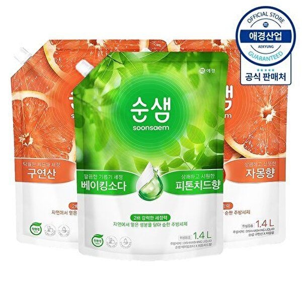 애경 [애경]순샘 믹스앤매치 주방세제 리필 1.4L ,3개
