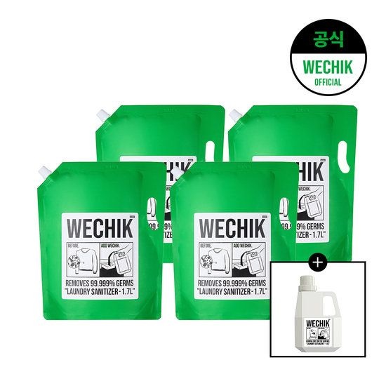 위칙 소독 섬유유연제 리필 1.7L 4개+9중효소 EM Plus 세탁세제 1.5L 1개 297089