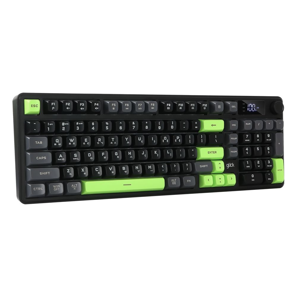 지클릭커 OFFICEPRO WK50 사일런스 M RGB 풀윤활 무소음 방수 무선 블루투스 LCD 98 (Poker Green) RC1"