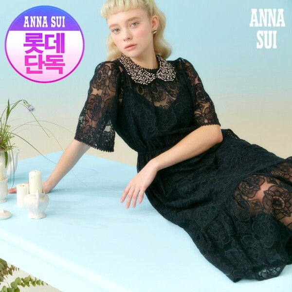 [안나수이] [롯데단독] 로맨틱 레이스 원피스+이너슬립 2종