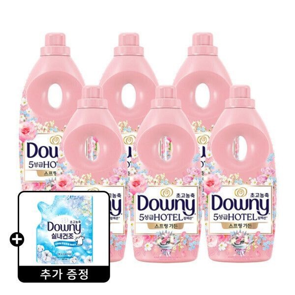 다우니 호텔컬렉션 섬유유연제 스프링 가든 1L 6개 +다우니 실내건조 코튼프레시 비누 200ml