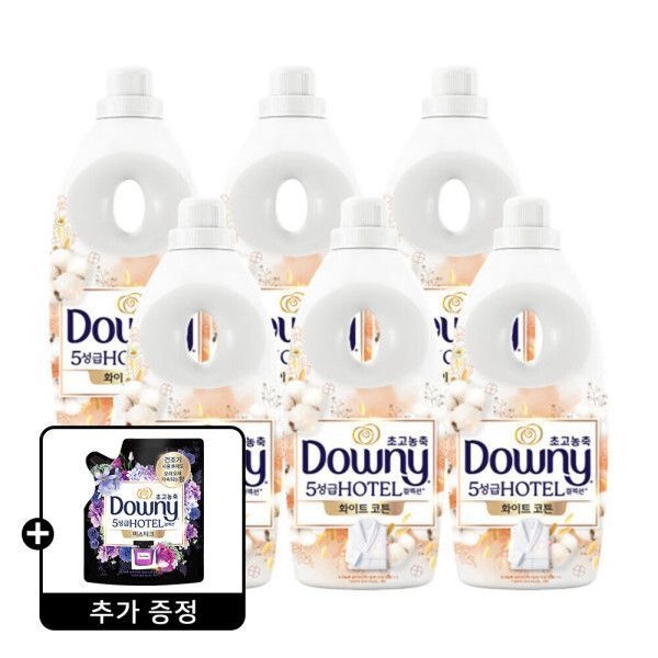 다우니 호텔컬렉션 섬유유연제 화이트 코튼 1L 6개 +다우니 미스티크 200ml