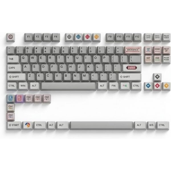 Angry miao [해외] Angry Miao 앵그리미아오 레트로 타임 트래블러 키캡 세트 103키 OEM 프로파일 PBT 키트 퓨처리즘 1980년대 디자인 염료