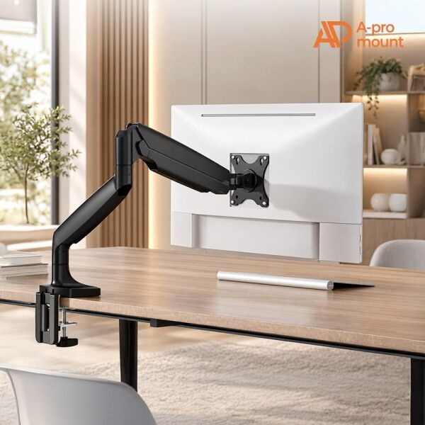 (주)지오비전 [아프로마운트] AP-T82B 고중량 싱글 모니터암 가성비 모니터 거치대 브라켓 15Kg / 45인치 거치 가능