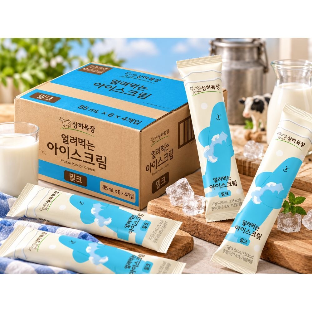 매일유업(주) 매일유업 상하목장 홈메이드 스타일 밀크샤베트 아이스디저트 85ml 아이들 영양간식 시원한 우유얼음 과자 85ml 24