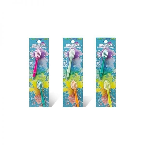 RADIUS [해외] RADIUS Big Kidz Forever Brush Replaceable Heads for Children, 6 Years and Up, BPA Free ADA Accepted Growing Teeth Gums, 2 - Extra Soft 437577
