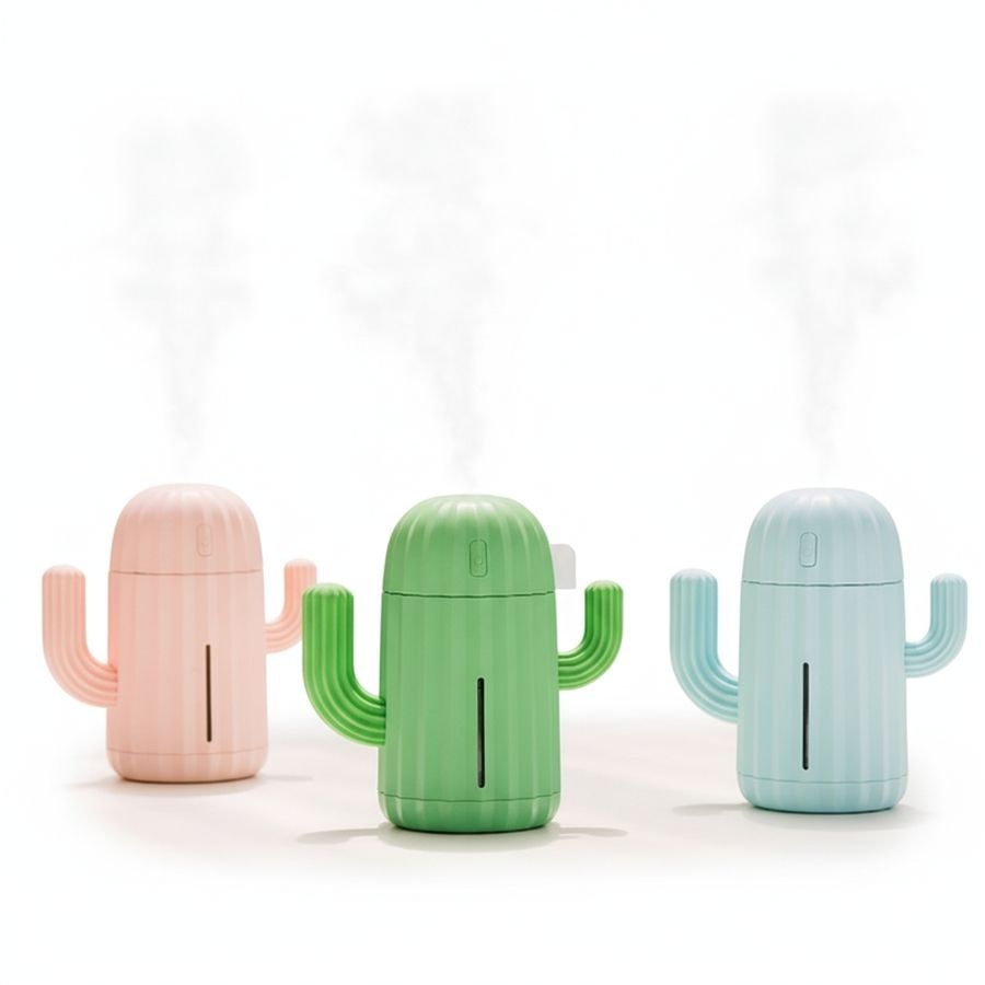 무선 미니 선인장 디자인 USB 충전식 차량용 책상 위 소형