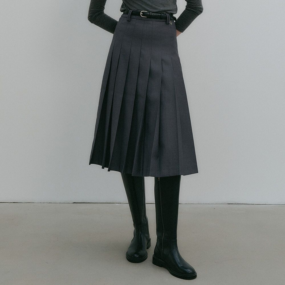 [룩캐스트]차콜 키라 플리츠 스커트 / CHARCOAL KYRA PLEATS SKIRT