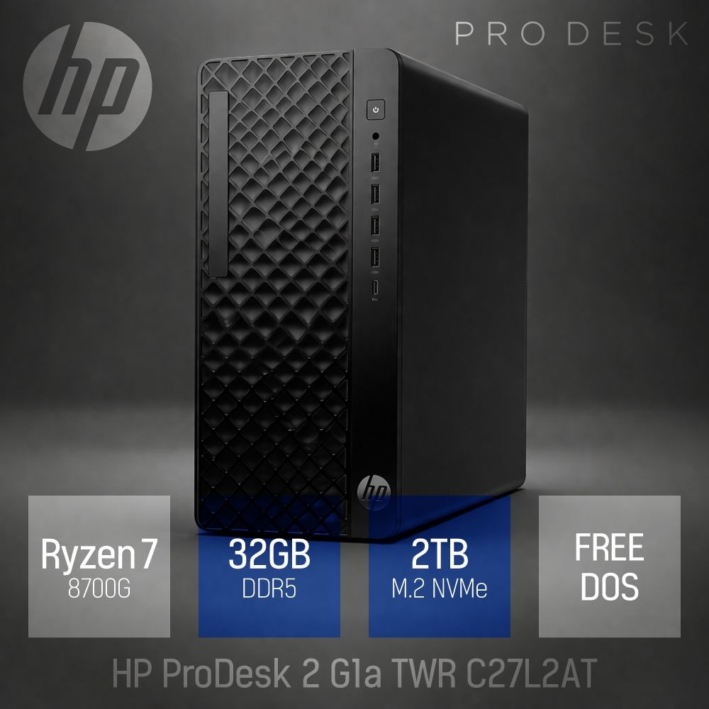 ⓒ HP 프로데스크 2 G1a C27L2AT R7-8700G 32GB 2TB / 재택근무용 사무 인강용 데스크탑