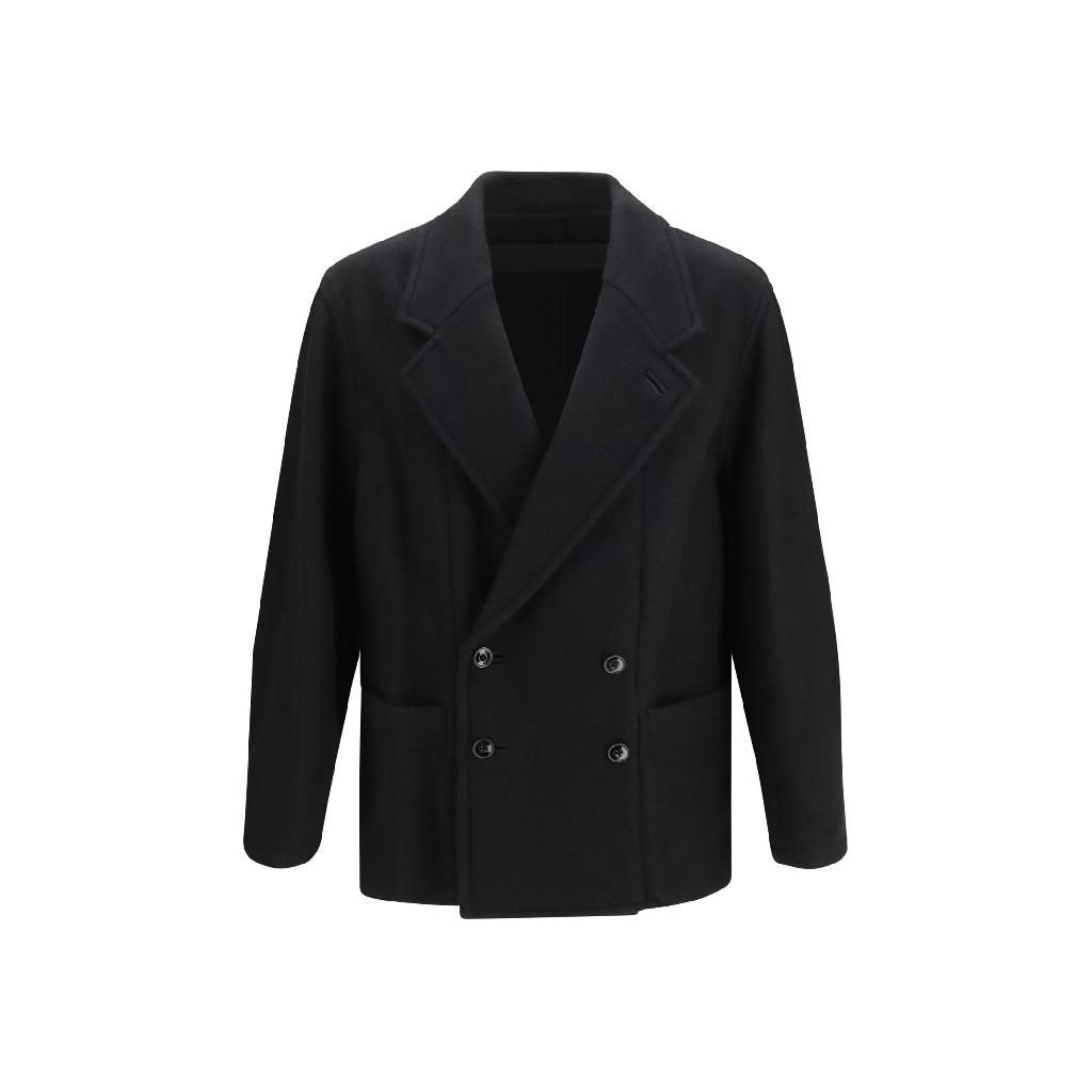 르메르 CO1166LF1700 BK999 BLACK Short double breasted wool and alpaca Coat