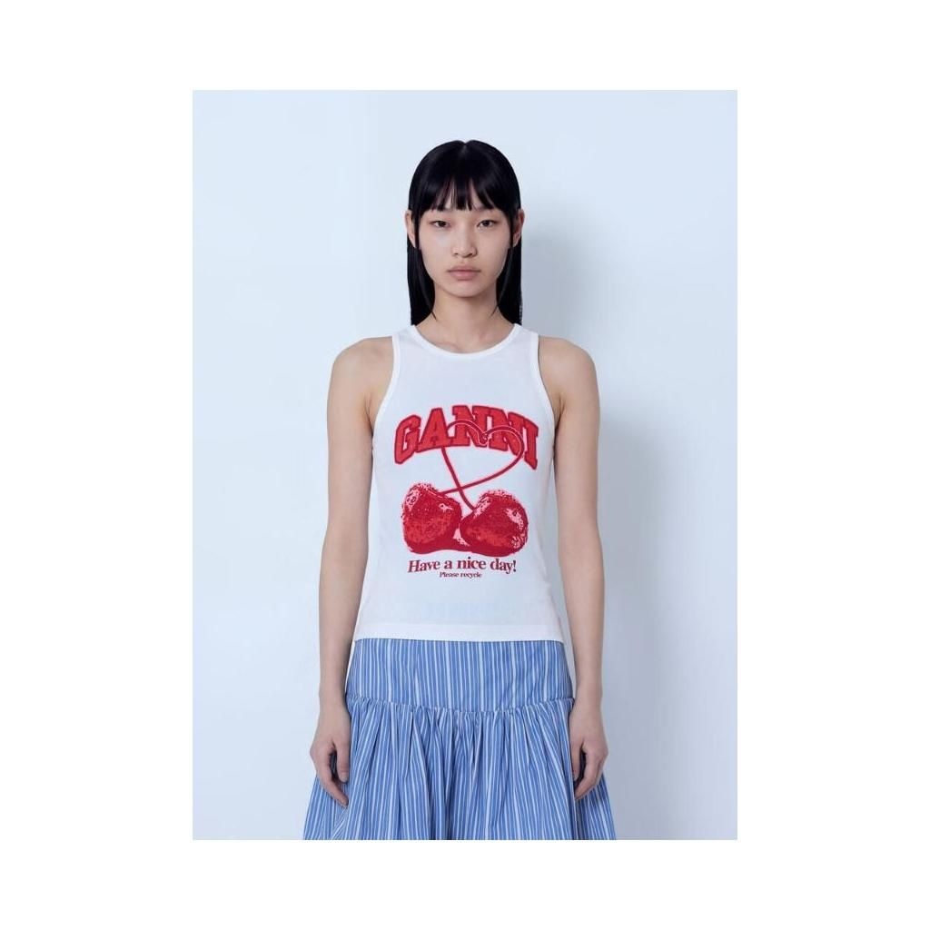 가니 여성 Compact Rib Jersey Tank Top gan0265006wht