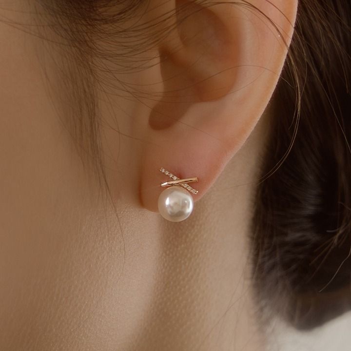 14k post 볼리아 진주 귀걸이