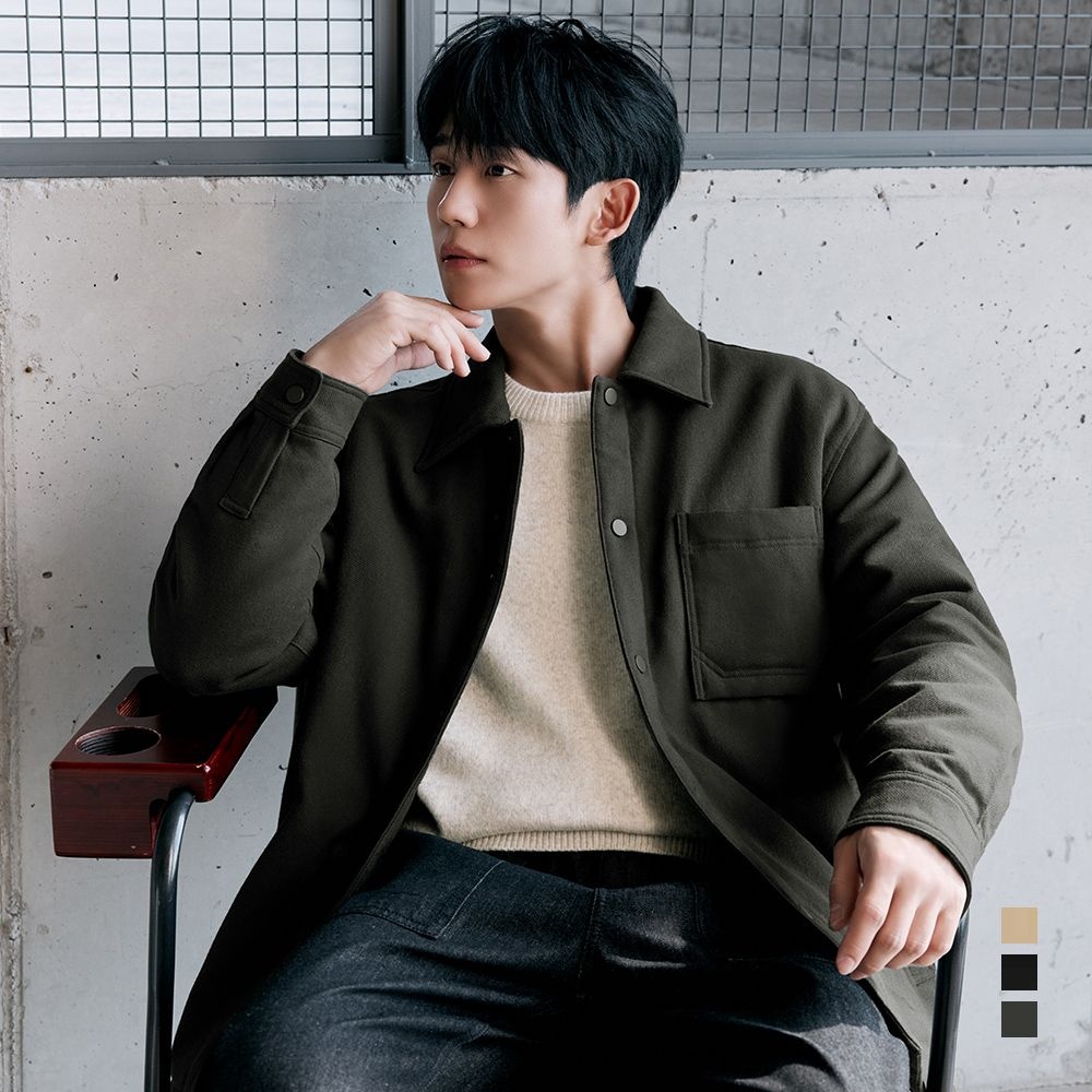 두굿_패딩 셔츠형 자켓_베이지
