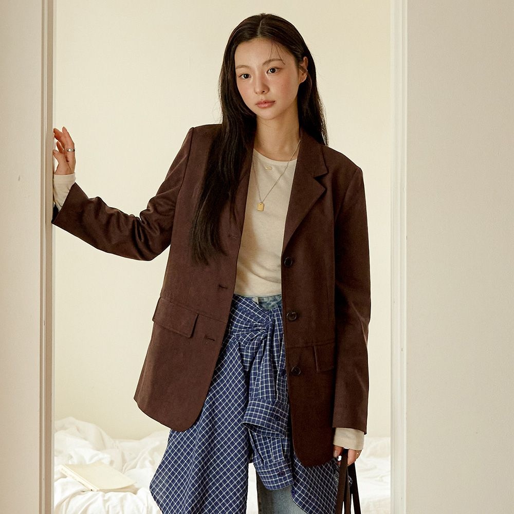 올리브데올리브 싱글 쓰리버튼 스웨이드 자켓 OL5XJ8800