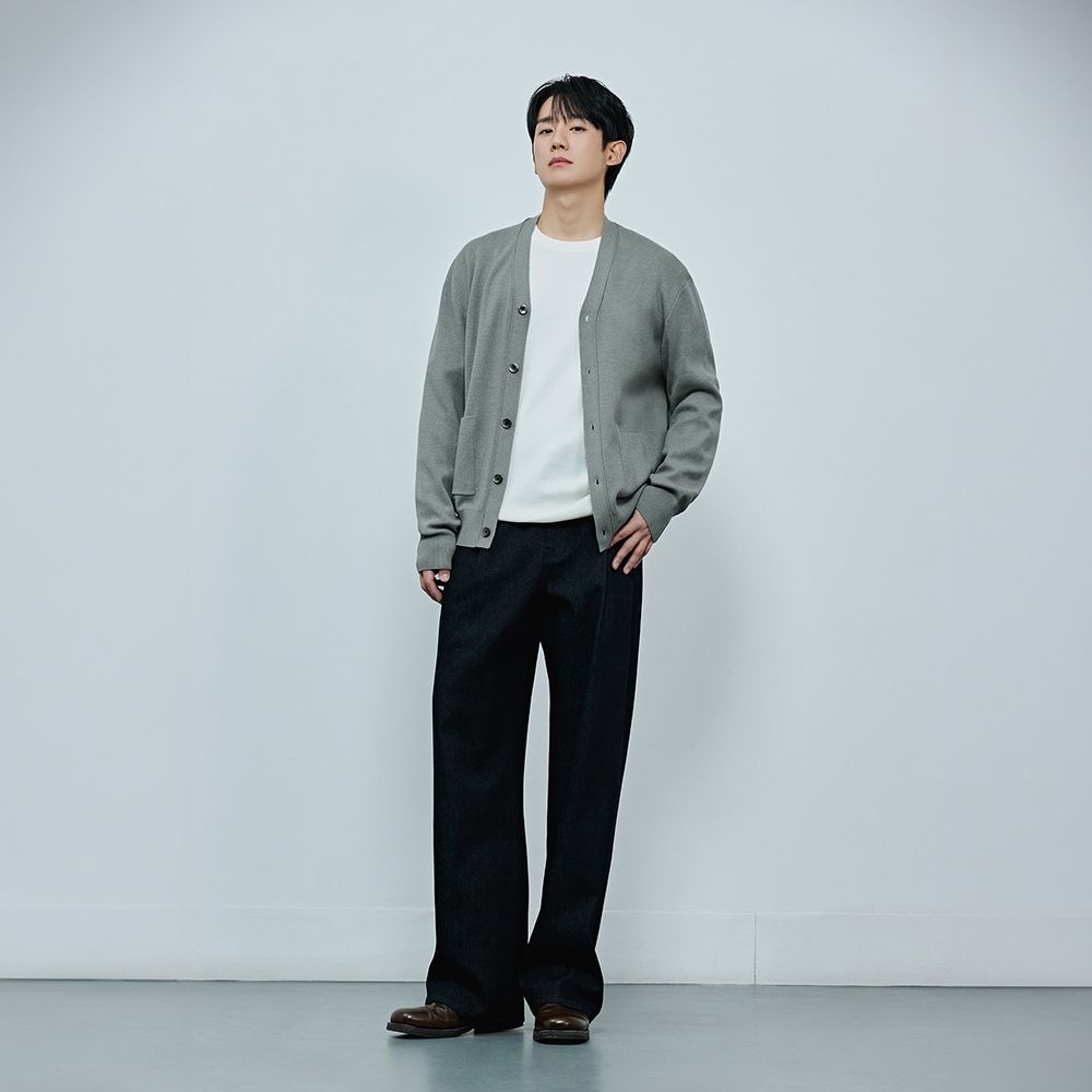 와이드 원턱 로우 데님 팬츠