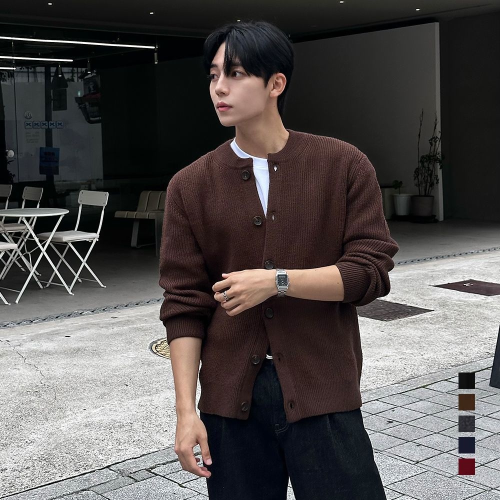 [COMFY]울 혼방 라운드넥 세미 오버핏 가디건_5colors